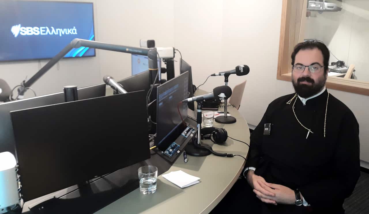 Archiepiscopal Reverend Father of Northcote, Archmandrite Evmenios Vasilopoulos at Melbourne's SBS Radio