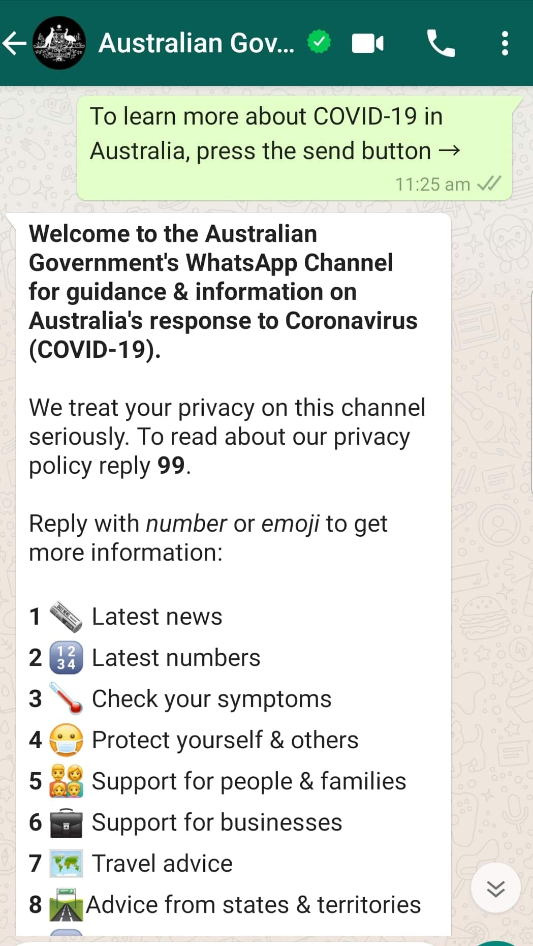 Australian government starts WhatsApp service 