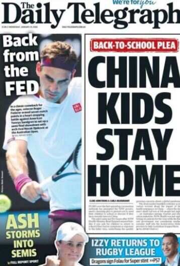 Daily Telegraph made a headline “China kids stay home” 