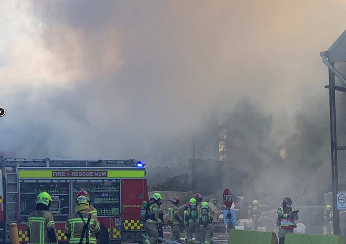 Fire and Rescue New South Wales (FRNSW) crews are working to extinguish a large waste pile and shed alight at Rockdale.