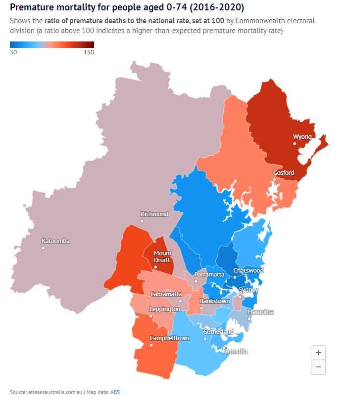 Premature mortality for people aged 0-74 (2016-2020)