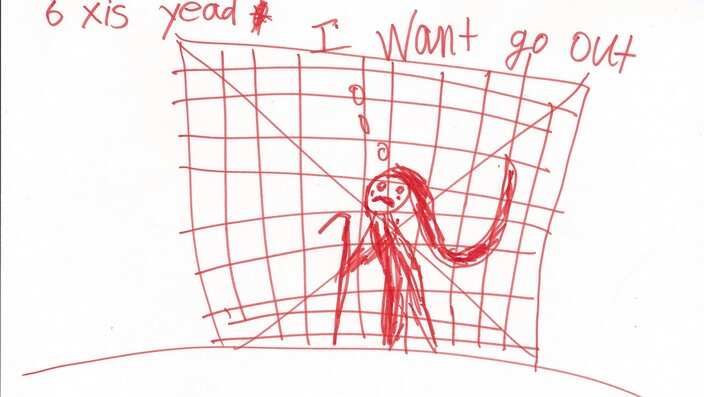 A supplied image obtained Wednesday, July 30, 2014 of an mage drawn by a 6-year-old child detained at the Christmas Island detention centre. (AAP image/Australian Human Rights Commission) NO ARCHIVING, EDITORIAL USE ONLY