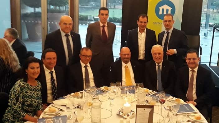 The Ambassador-appointed of Australia in the US, Senator Arthur Sinodinos with guests in a night organised by the Greek Community of Melbourne. 