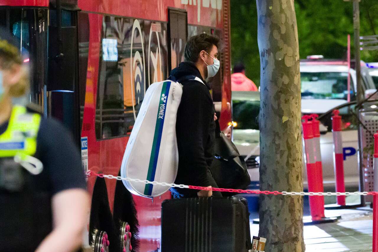 Stan Wawrinka arriving at the Grand Hyatt hotel in Melbourne under strict quarantine conditions ahead of the 2021 Australian Open tennis tournament.