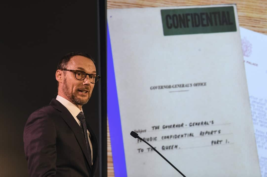 National Archives of Australia director-general David Ficker speaks to the media on Tuesday.