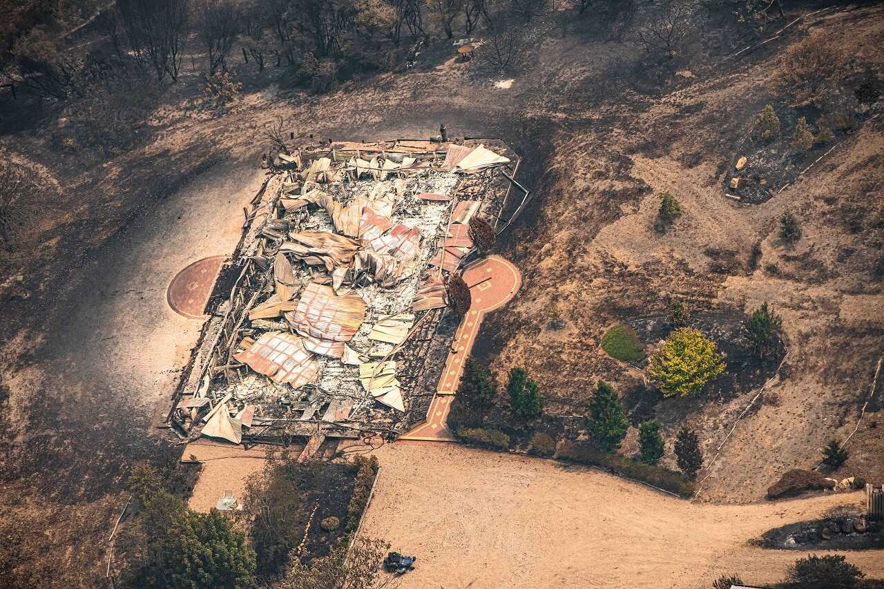 Property damaged by the East Gippsland fires in Sarsfield, Victoria.