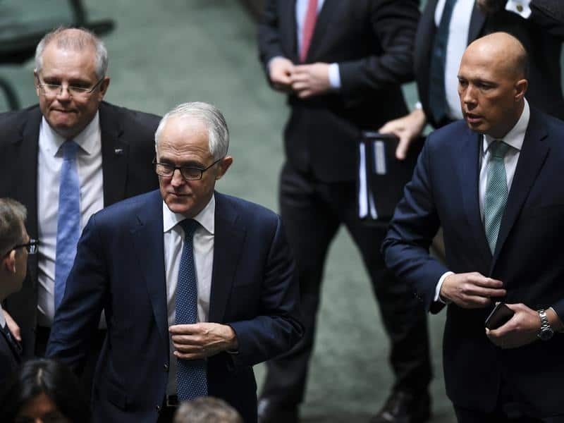 Scott Morrison, Malcolm Turnbull and Peter Dutton in the House,