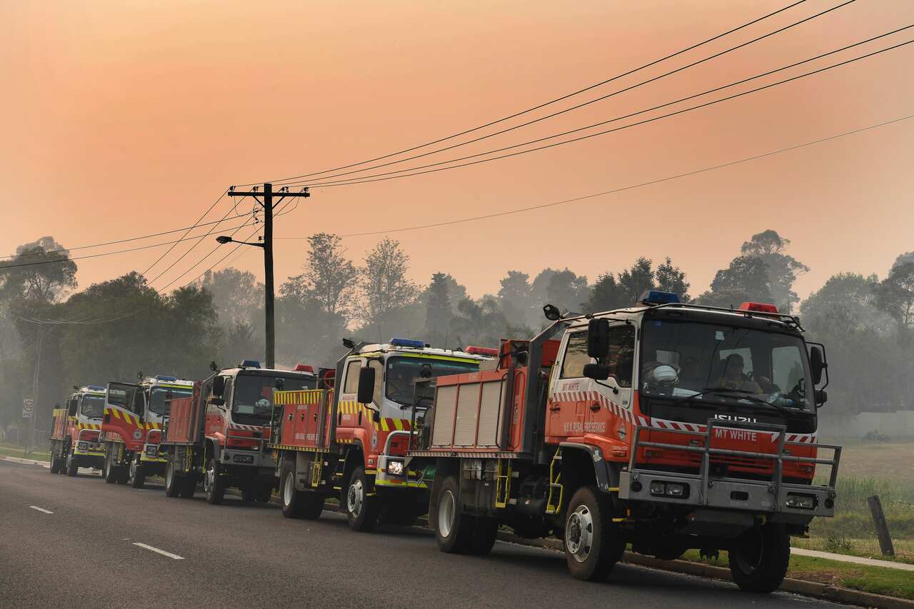 Rural Fire Service (RFS) tankers at Moruya near Batemans Bay, Saturday, January 4, 2020.