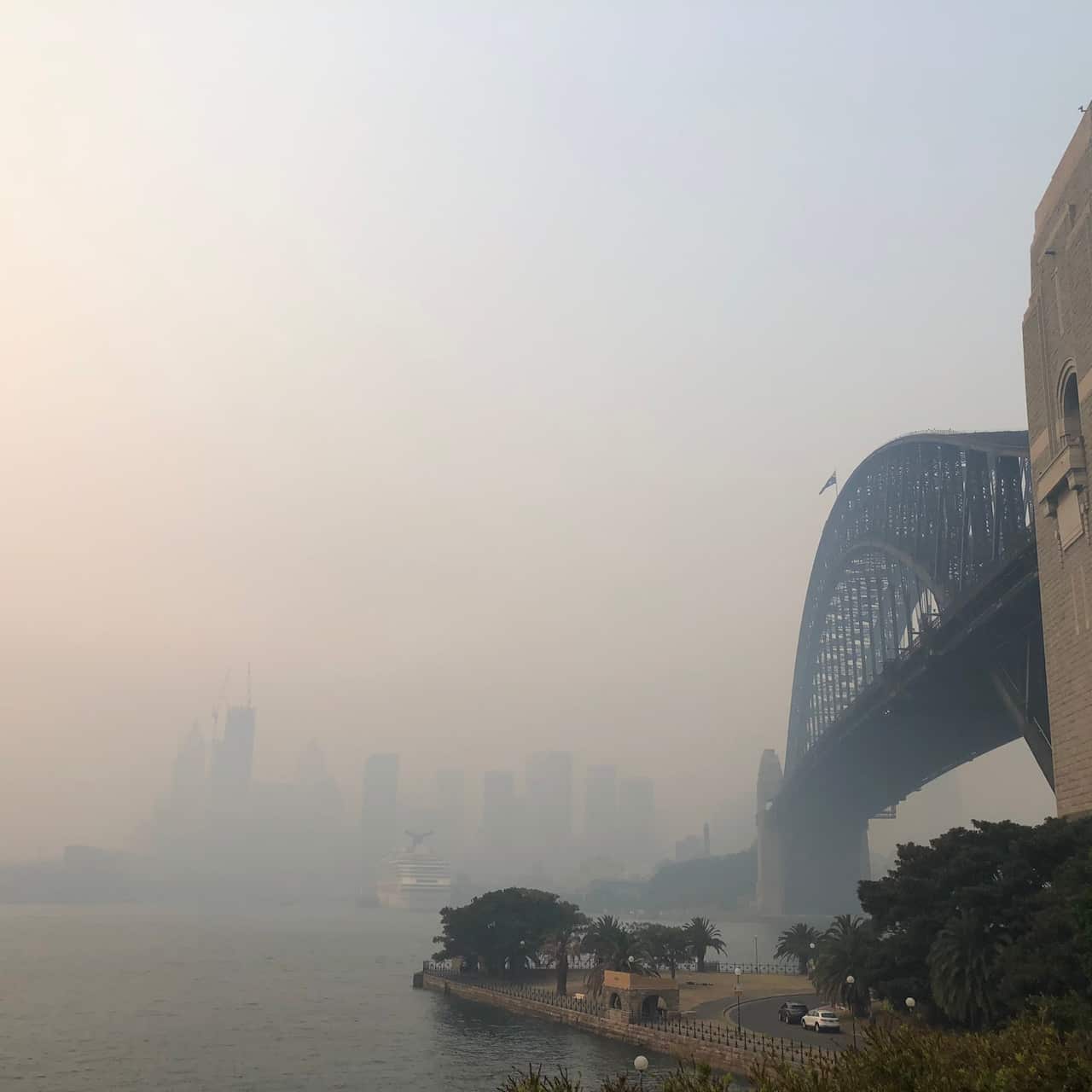 Sydney's CBD is barely visible.