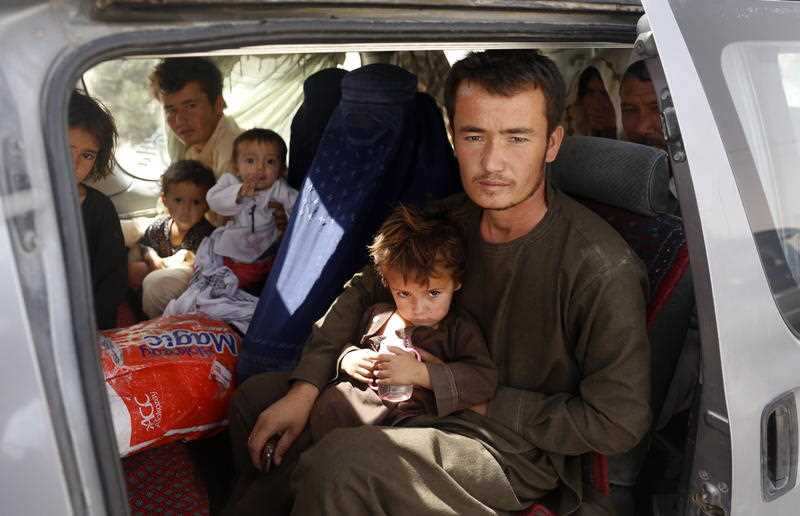An Afghan family, who have escaped from the volatile city of Ghazni province