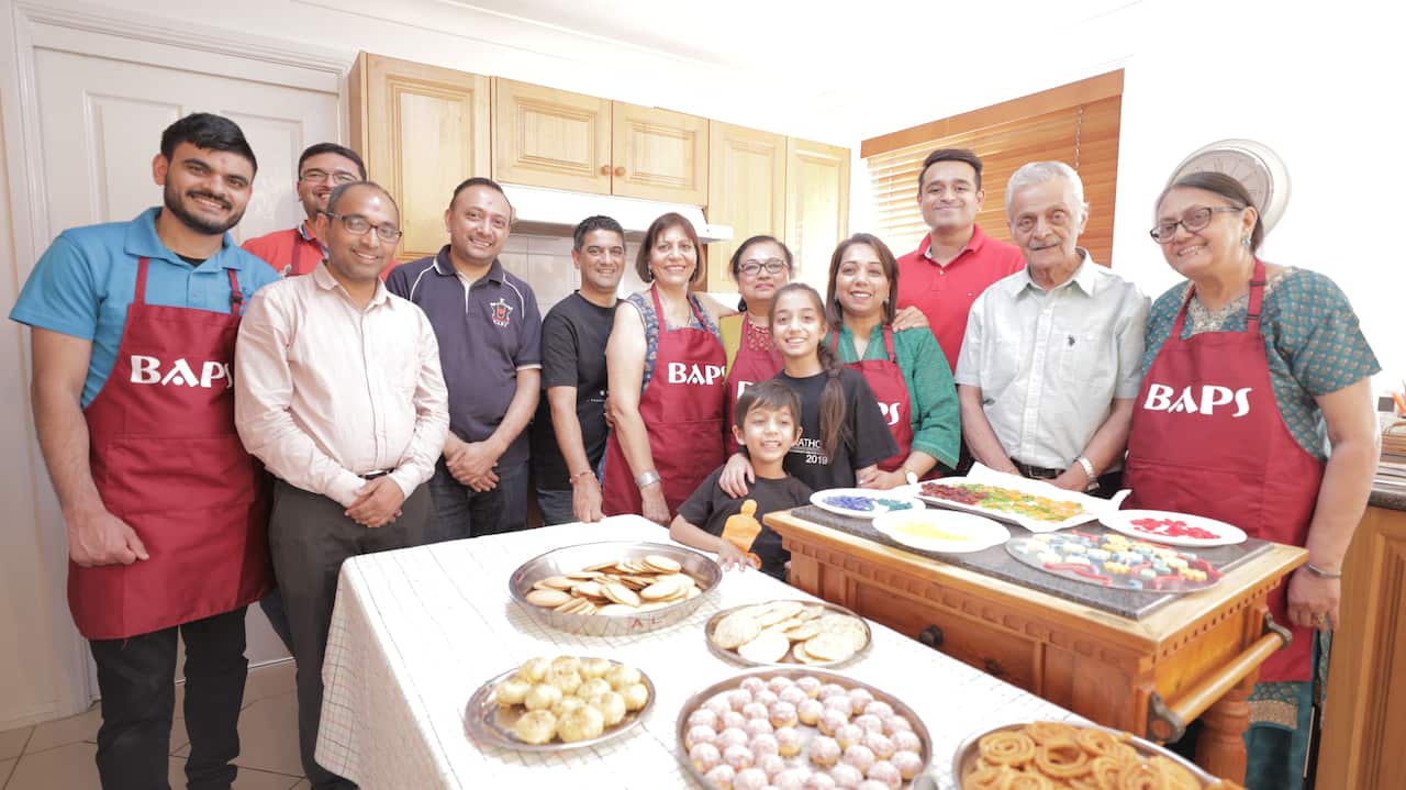 Some of the BAPS volunteers in Sydney cooking for this year's Annakut celebrations