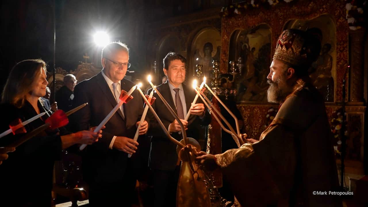 Ο πρωθυπουργός της Αυστραλίας με τον Αρχιεπίσκοπο Μακάριο. 