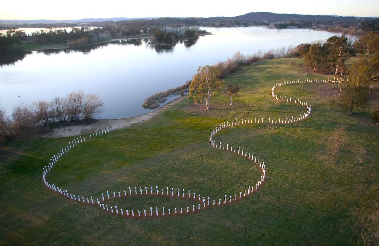 File image of the SIEX-X memorial at the Yarralumla Point.