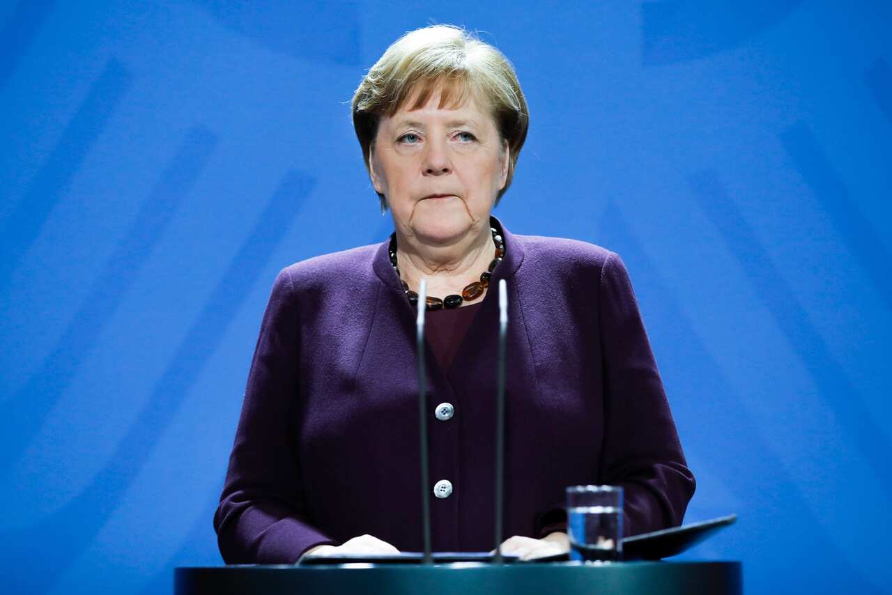 16 March 2020, Berlin: German Chancellor Angela Merkel makes a statement at the Chancellery, about the coronavirus outbreak and the measures taken by the Federal Government to contain the virus. Photo: Markus Schreiber/AP POOL/dpa