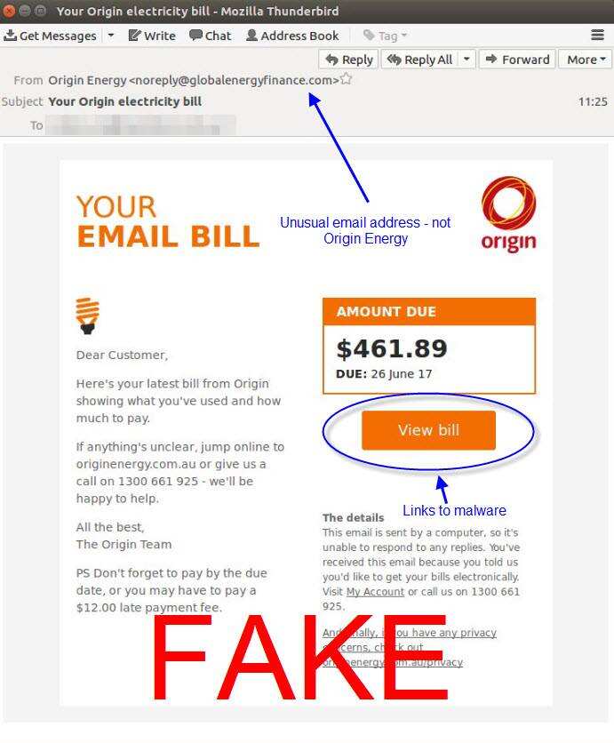 Scam Alert! Don't let fake Origin Energy bill shock you