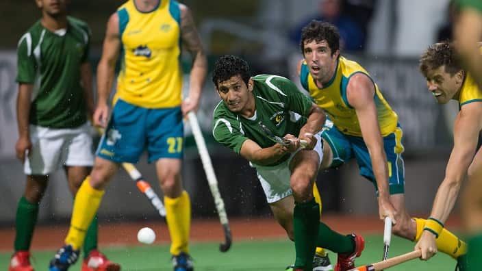 Muhammad Rizwan Junior of Pakistan in action on day three of the Men's Hockey Champions Trophy in Melbourne on Tuesday, Dec. 4, 2012.