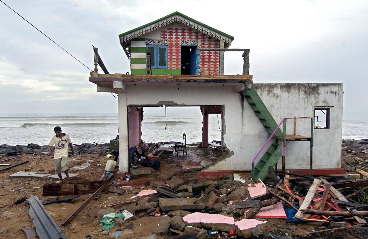 Moratuwa, South of of Colombo, Sri Lnaka. December 2014  Boxing Day tsunami, triggered by a 9.2 earthquake in the Indian Ocean off the west coast of Indonesia. 