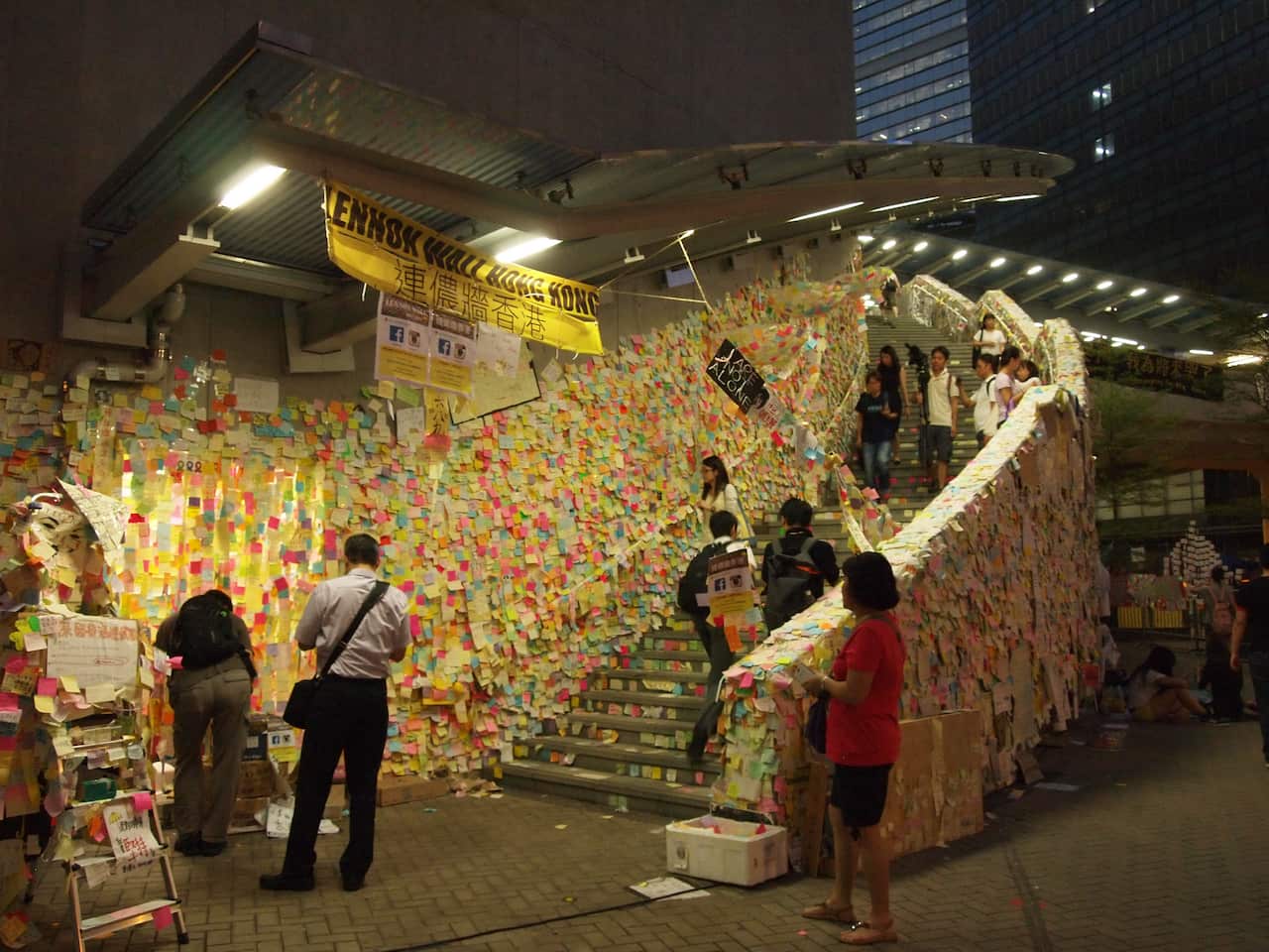 Hong Kong Umbrella Movement protests; Lennon Wall @ Central Government Offices 21 October 2014