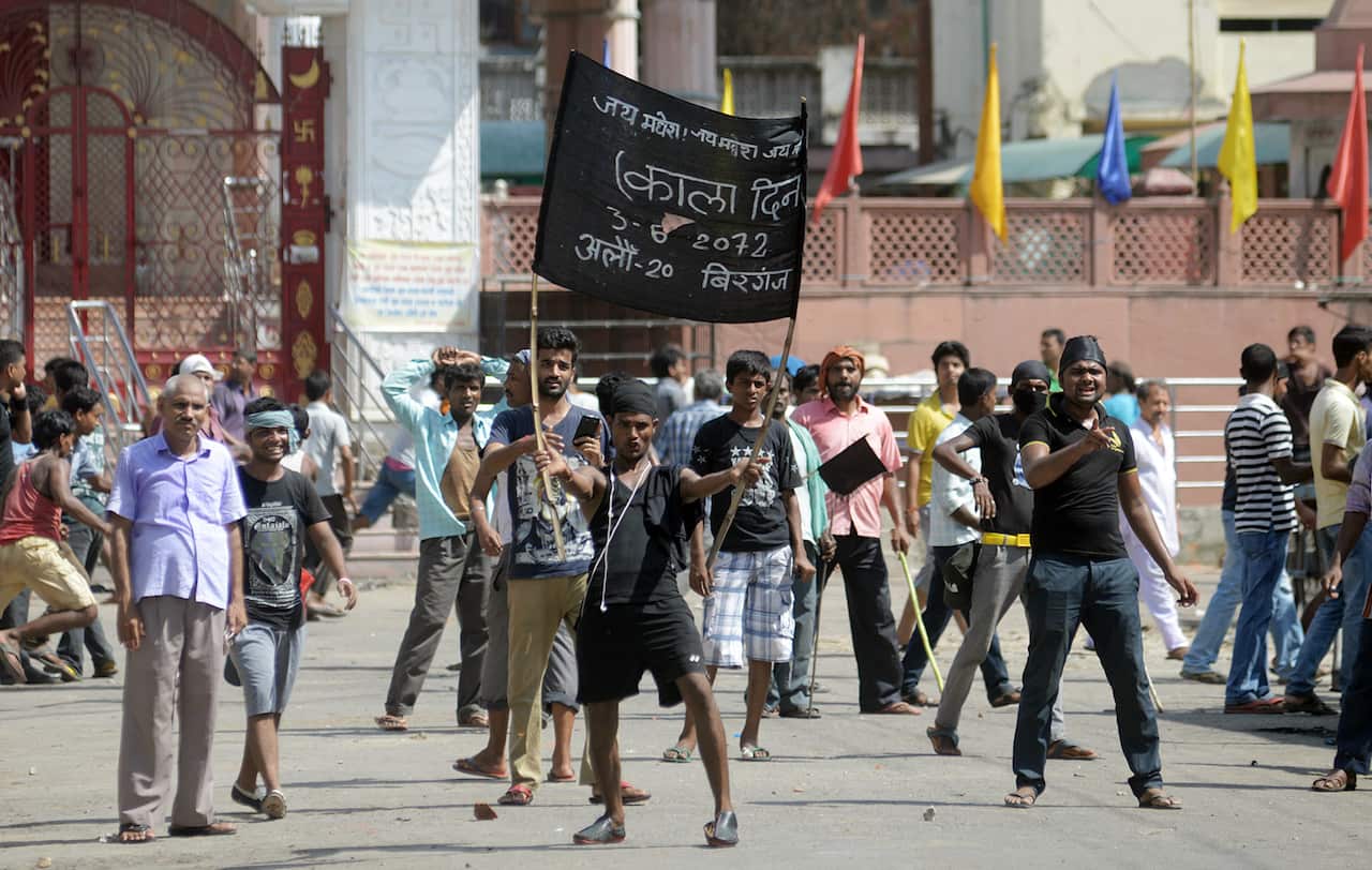 Black Day, during a protest against the countrys new constitution saying lawmakers ignored their concerns over how state borders should be defined, in Birgunj, Nepal, Sunday, Sept. 20, 2015.