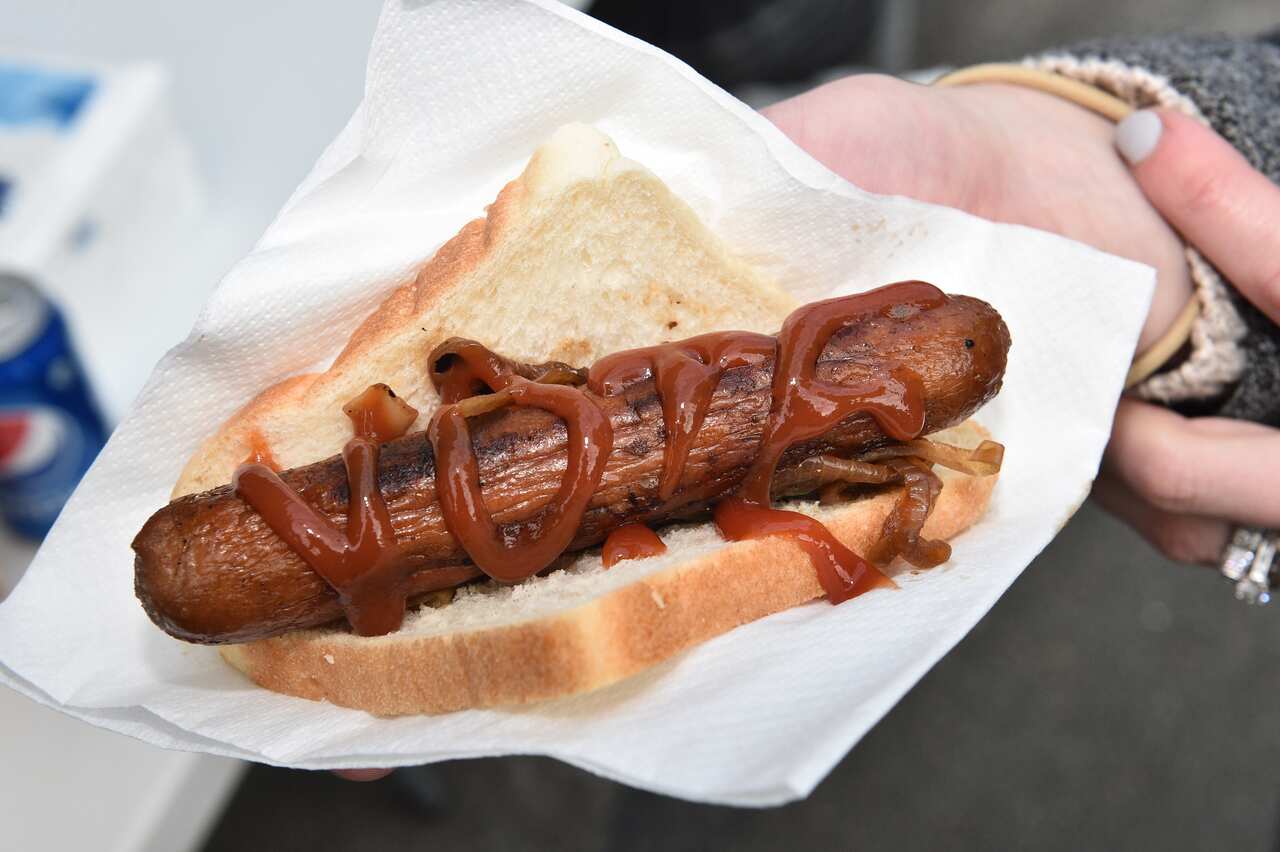 A sausage with vote written in tomato sauce is seen at St Josephs the Worker Primary School in Reservoir n Melbourne, Saturday, July 2, 2016. (AAP Image/Julian Smith) NO ARCHIVING