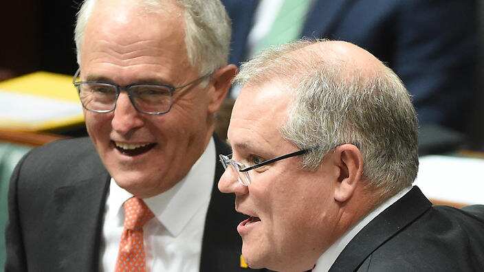 Prime Minister Malcolm Turnbull and Treasurer Scott Morrison during Question Time in the House of Representatives Aug. 31, 2016