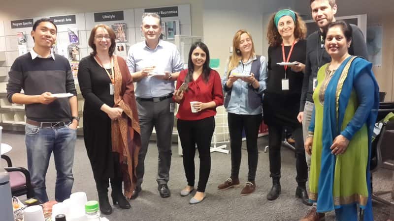 SBS staff from different language programs celebrating Diwali in Melbourne.