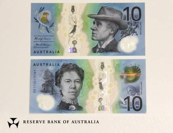A handout photo showing $10 note design, dated 15 February 2017 September 2017. EPA/RESERVE BANK OF AUSTRALIA / HANDOUT