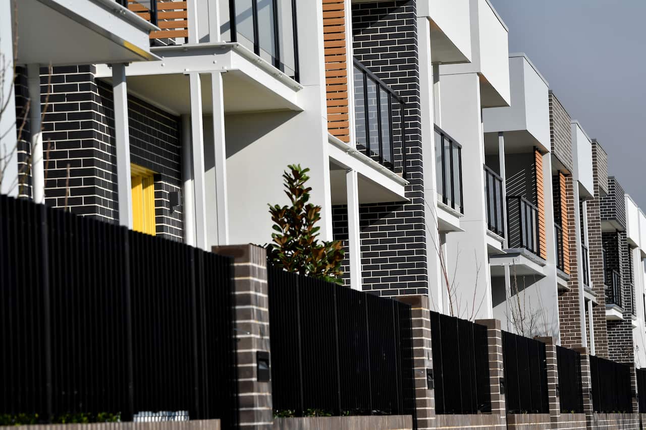 New residential properties seen in Blacktown, Sydney, Monday, Aug. 14, 2017. (AAP Image/Joel Carrett) NO ARCHIVING
