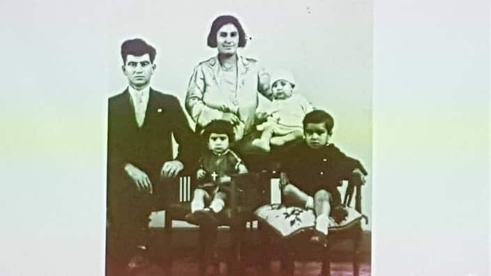 Andrew Jackomos (on the right) with his parents and his siblings. 