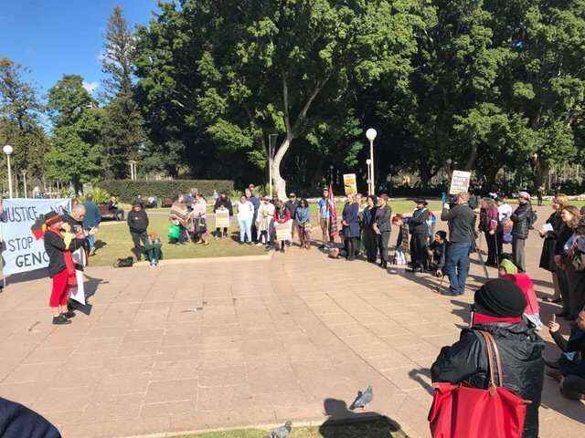 Family and friends gather around in protest of the death in custody of Kamilaroi man of Mr Whitaker in Westmead Hospital July 4th 2017. 