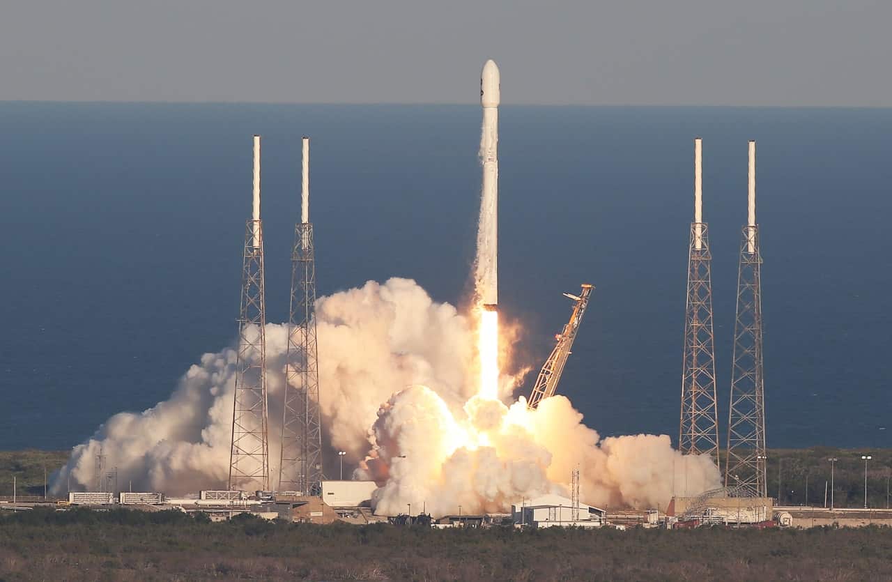 A SpaceX Falcon 9 rocket lifts off on Wednesday, April 18, 2018, from Space Launch Complex 40 at Cape Canaveral Air Force Station in Florida, USA.