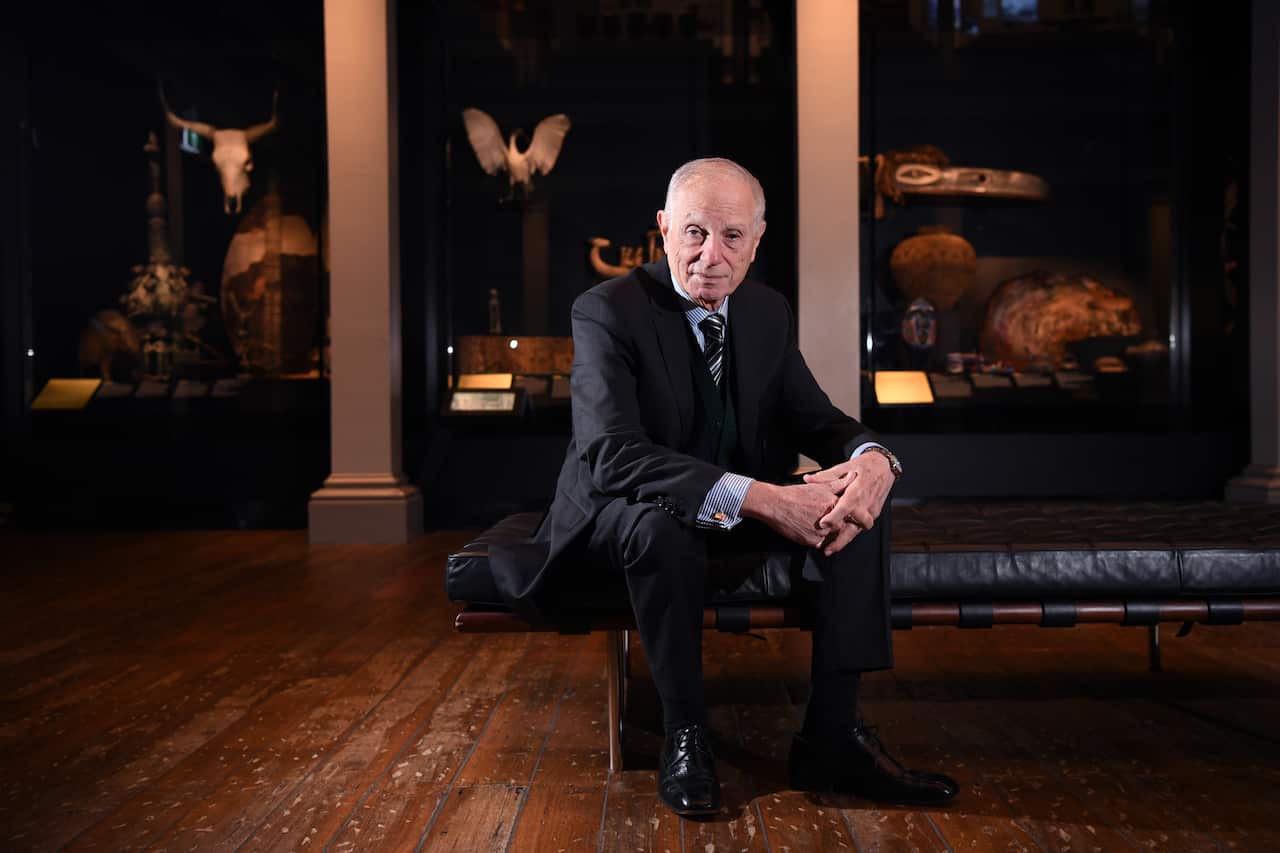 Professor of Egytpology Naguib Kanawati poses for a photograph at the announcement of a new Tutankhamun exhibition at the Australian Museum in Sydney, Monday, June 11, 2018. (AAP Image/Joel Carrett) NO ARCHIVING