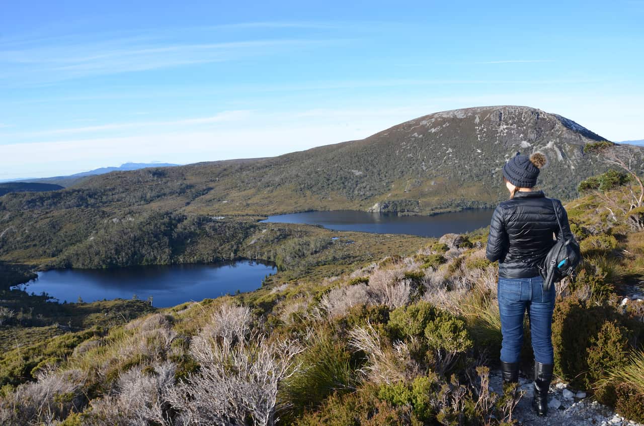 Views of lakes along Cradle Mountain's 6km hike from Ronny Creek To Wombat Peak and back down to Dove Lake, Tasmania, Saturday June 2, 2018. (AAP Image/Gemma Najem). NO ARCHIVING.
