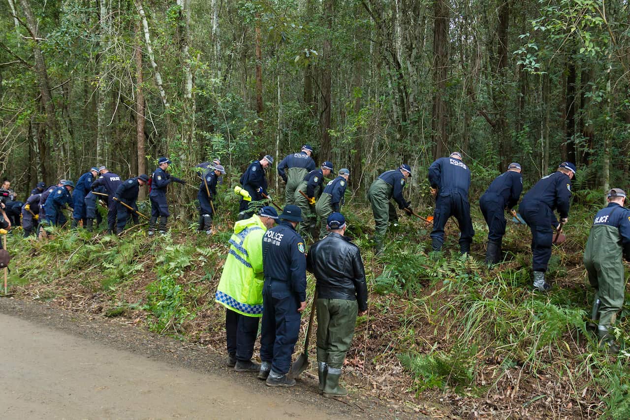 NSW Police search bushland at Batar Creek in NSW, Wednesday, June 27, 2018. Search teams looking for evidence in the William Tyrrell case have moved to a new area of NSW bushland, about four kilometres from where the three-year-old boy was last seen nearl