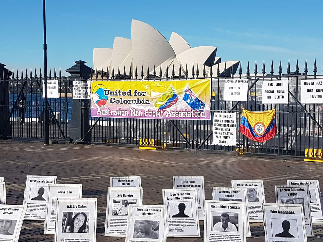 Protesta de colombianos en Sídney en 2018.
