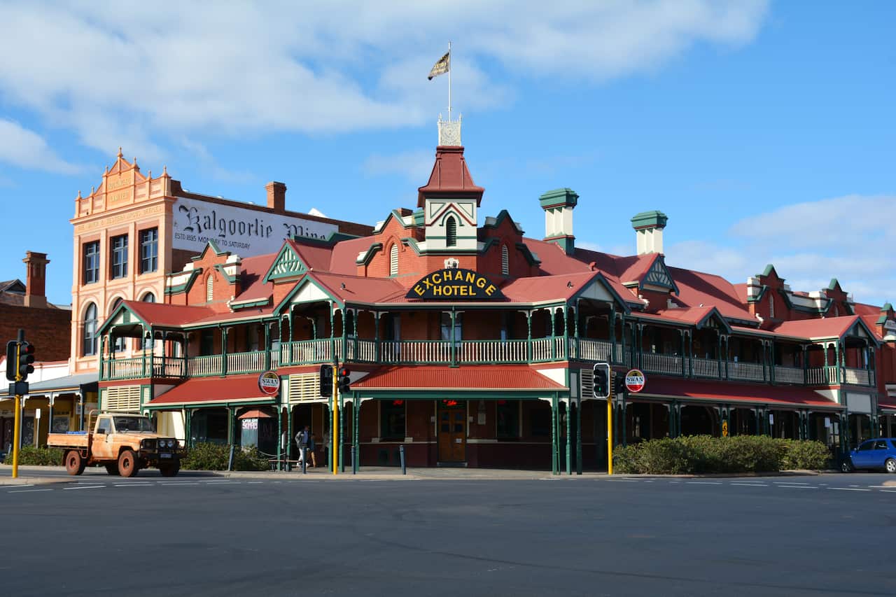 A general view of the The Exchange Hotel, which is known for its scantily-clad barmaids known as skimpies, in Kalgoorlie, Western Australia