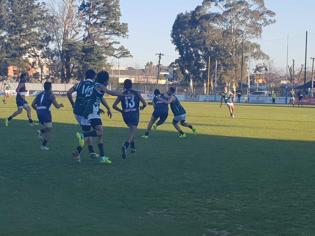 Players of Indian and Pakistani team in action