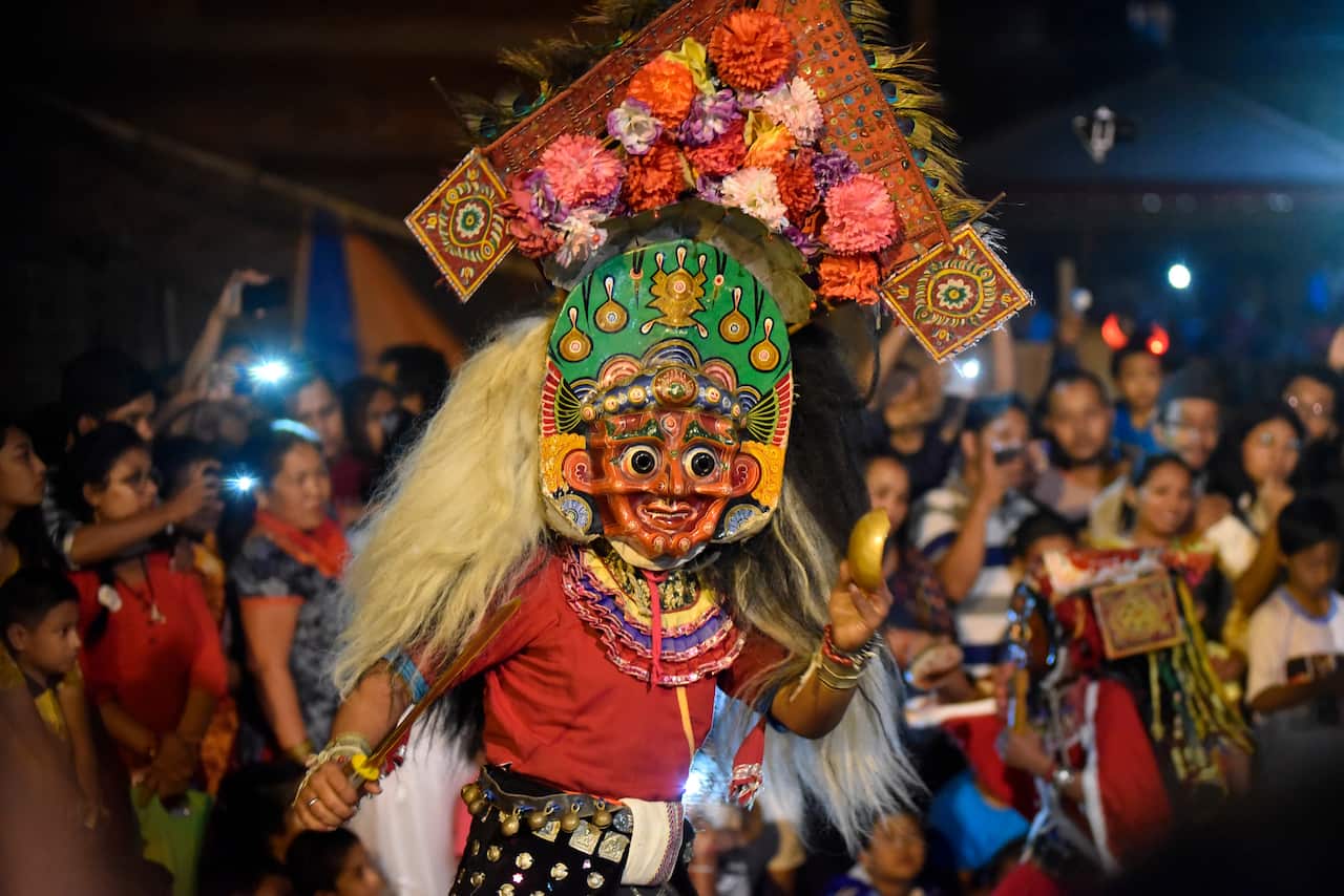 Nepal: Mask Dancers on Indra Jatra Festival