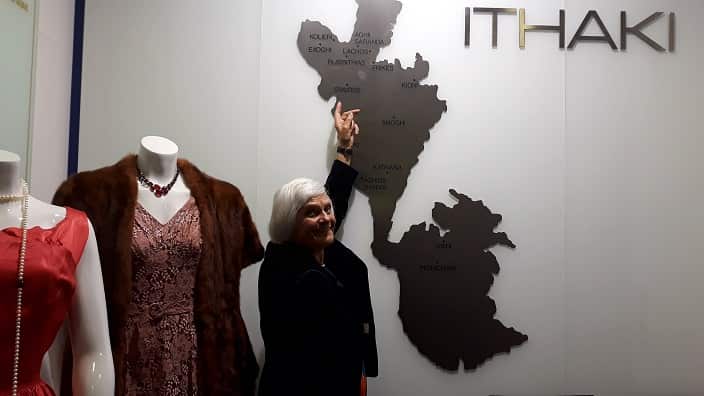 Proud Ithacan Olga Black pointing out her birthplace, Exogi