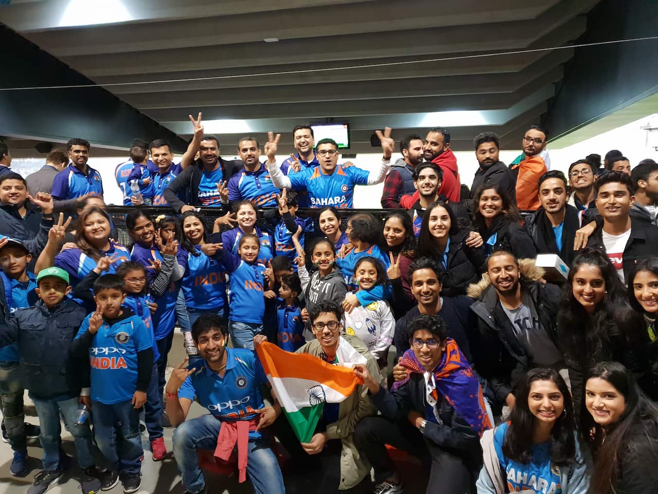 Indian cricket team supporters at the Melbourne Cricket Ground.
