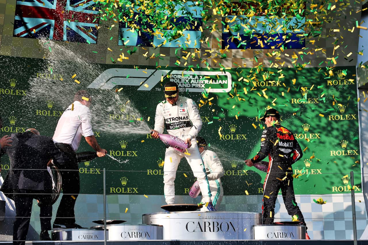 L'ultimo podio del GP d'Australia, quello disputato nel 2019 e vinto dalla Mercedes di Bottas