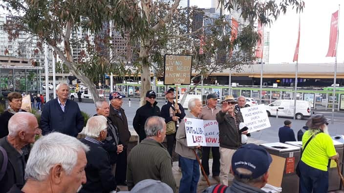 Members of the "Fair Go" movement at Federation Square. 
