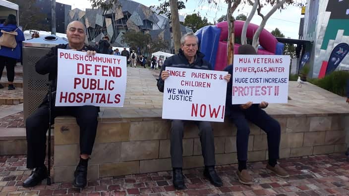 Many Greek Australian were among today's "Fair Go" demonstration on Federation Square in Melbourne 