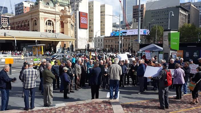 Many Greek Australian were among today's "Fair Go" demonstration on Federation Square in Melbourne 
