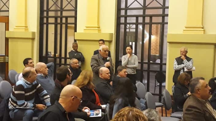 Giannis Kostoulias, president of the Association of Greek Elderly Citizen Clubs of Melbourne and Victoria addressing the forum.