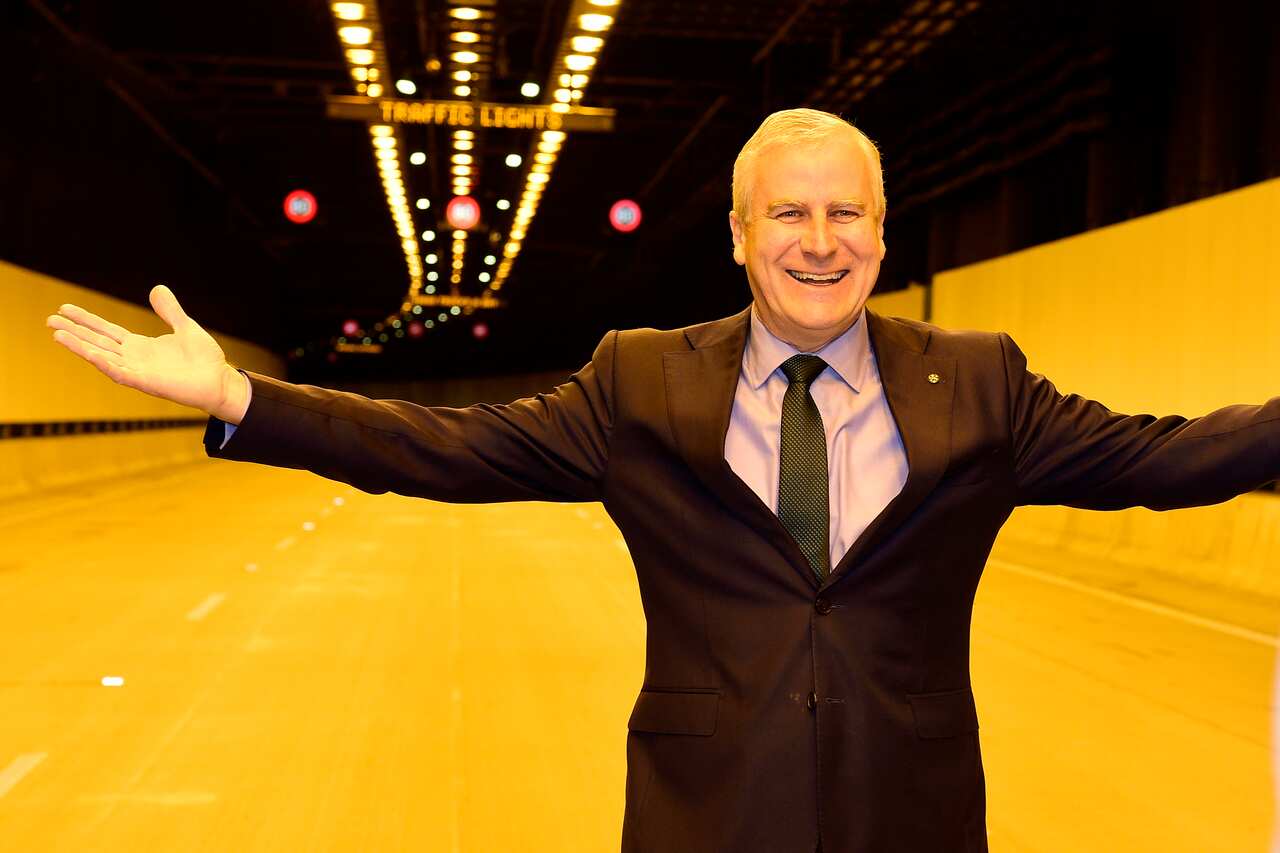 Deputy Prime Minister Michael McCormack poses for a photograph inside the new M4 WestConnex tunnel, Homebush, Sydney, Friday, July 12, 2019. The new M4 WestConnex Tunnel will open on Saturday, July 13. (AAP Image/Bianca De Marchi) NO ARCHIVING