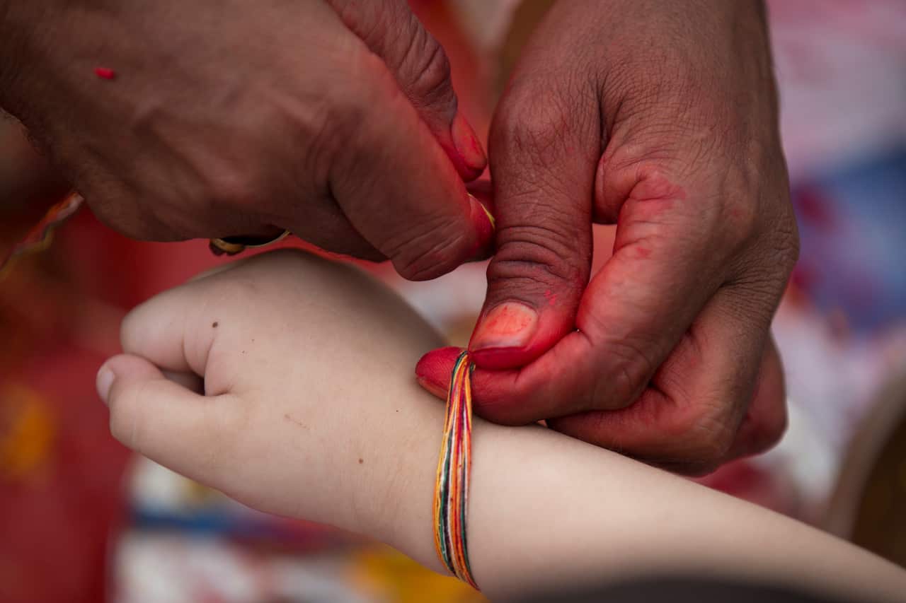 Rakshya Bandhan Sacred Thread in Kathmandu Nepal