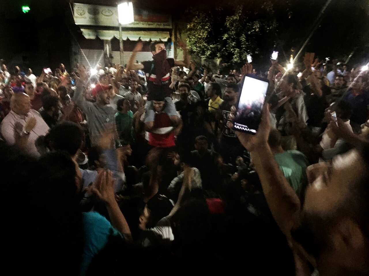 ozens of people held a rare protest in Cairo during which they called on Egyptian President Abdel-Fattah el-Sissi to quit.
