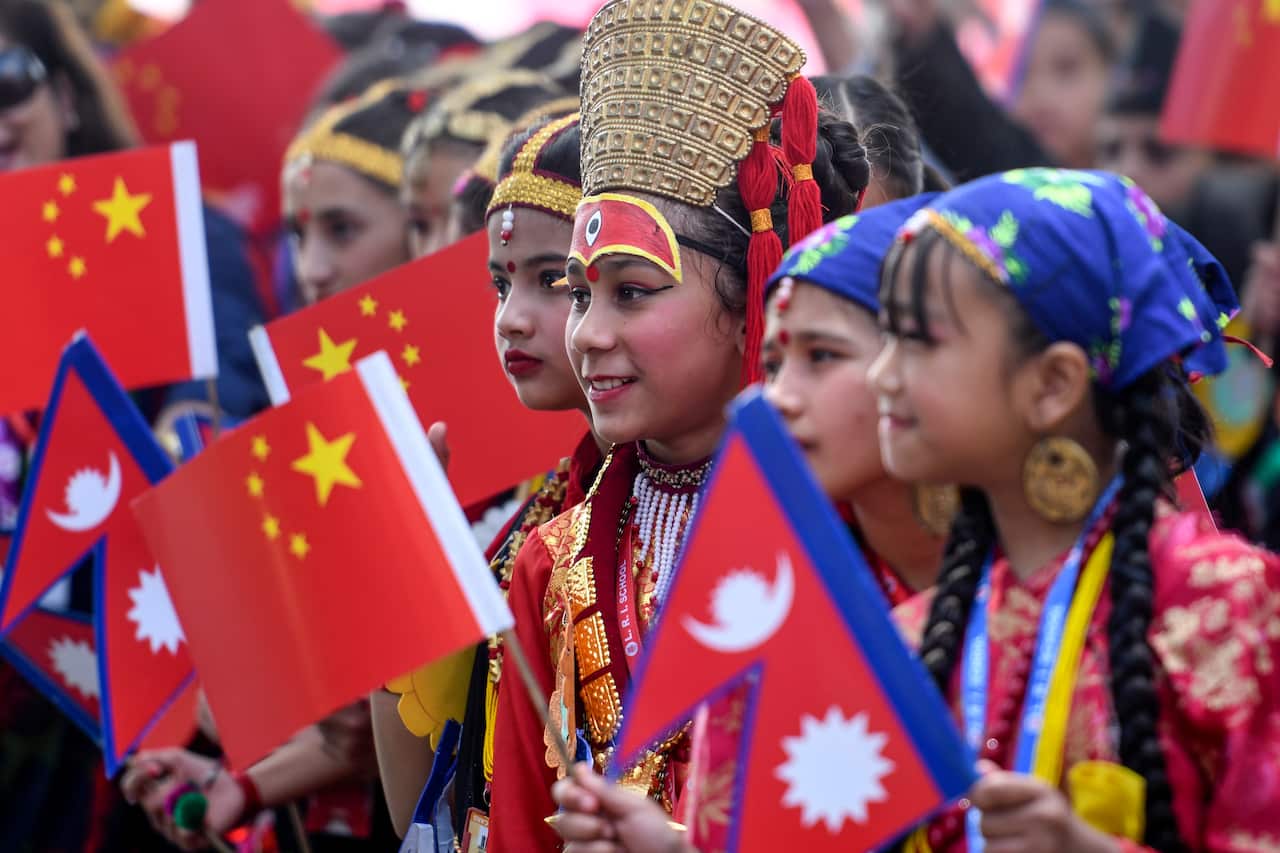 , in Kathmandu, Nepal, 13 October 2019. Xi was on a two-day visit to Nepal.  EPA/PRAKASH MATHEMA / POOL