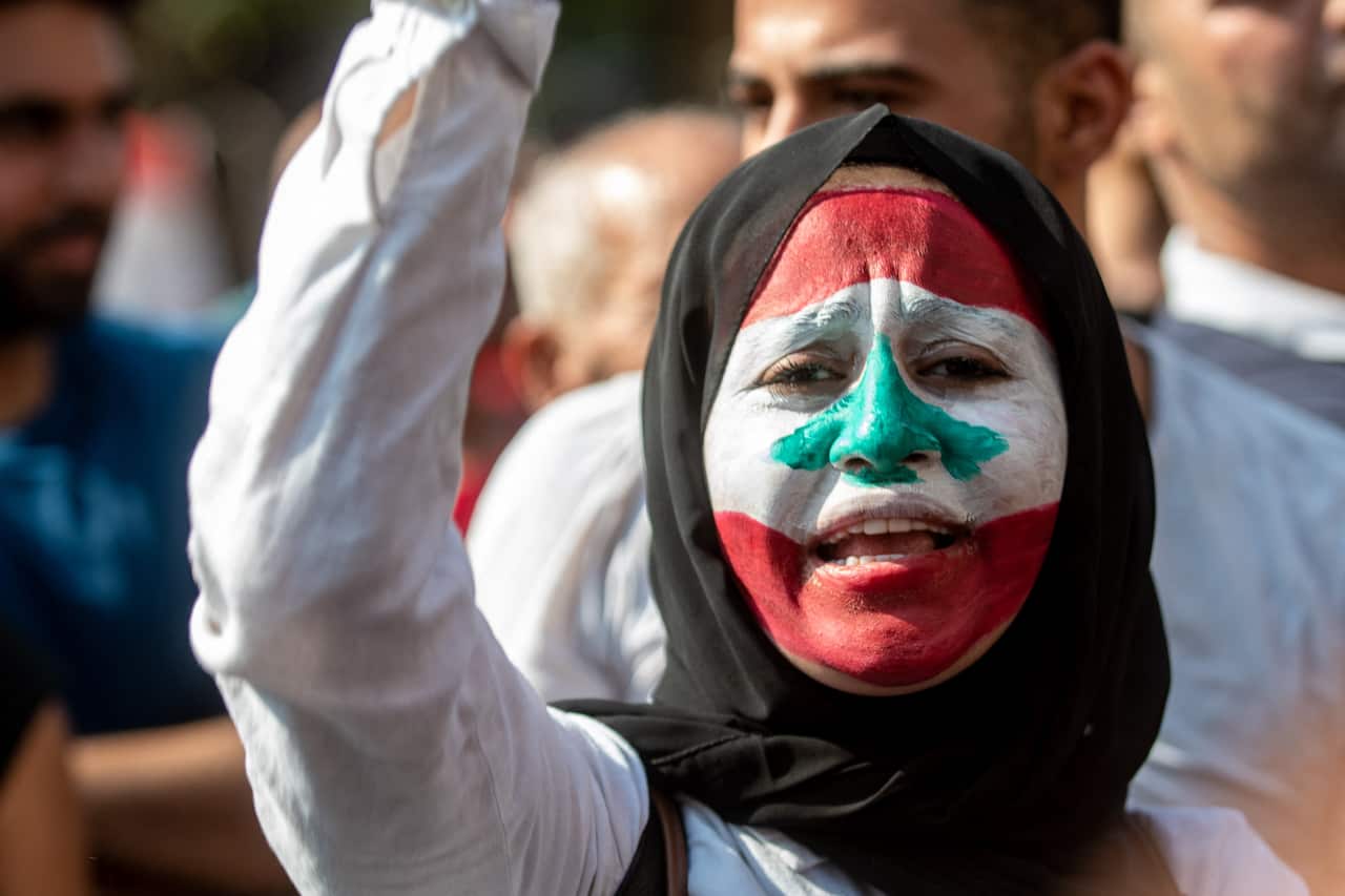 Atmosphere during various protests that took place Downtown and facing the Serail or the government palace in Beirut, Lebanon on October 19, 2019. It is the third day of protests that began after a government decision to tax calls made on WhatsApp and oth